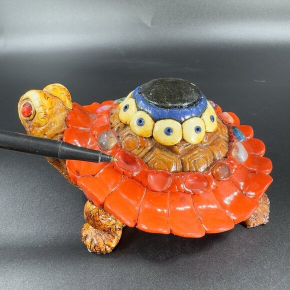 Vintage Mexican Turtle Figurine Resin With Stones Hand Crafted Figure Decor VTG - Picture 7 of 12